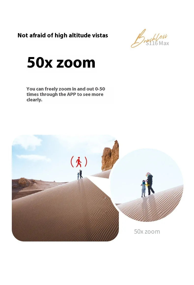 Brushless UAV drone with four-side obstacle avoidance and HD camera in flight position