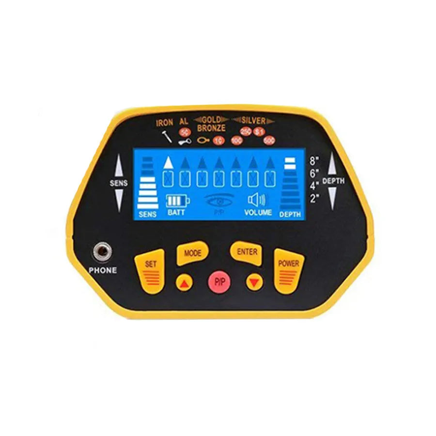 GC1028 professional metal detector in black and yellow with LCD display and waterproof search coil
