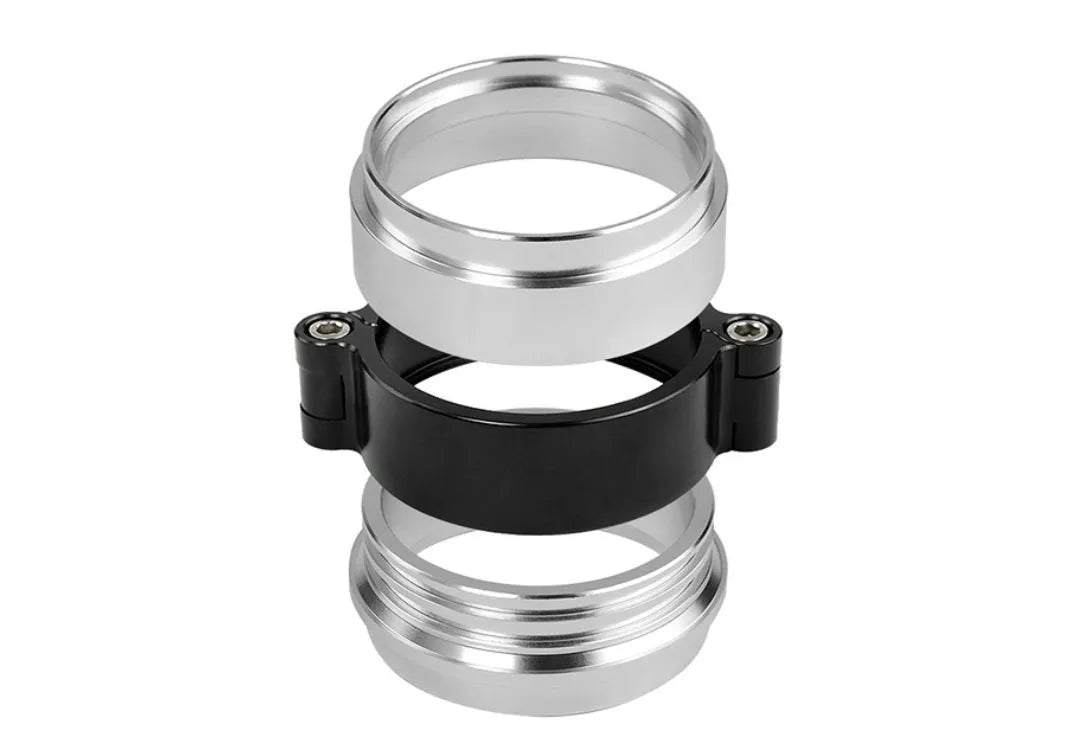 Aluminium fixed movement clamp for turbine exhaust systems in black, blue, red colours