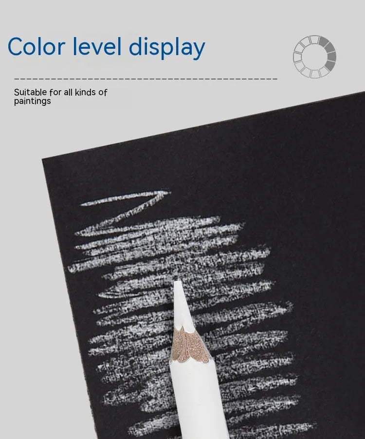 White charcoal pencils in wooden casing for drawing on dark paper with moderate hardness lead