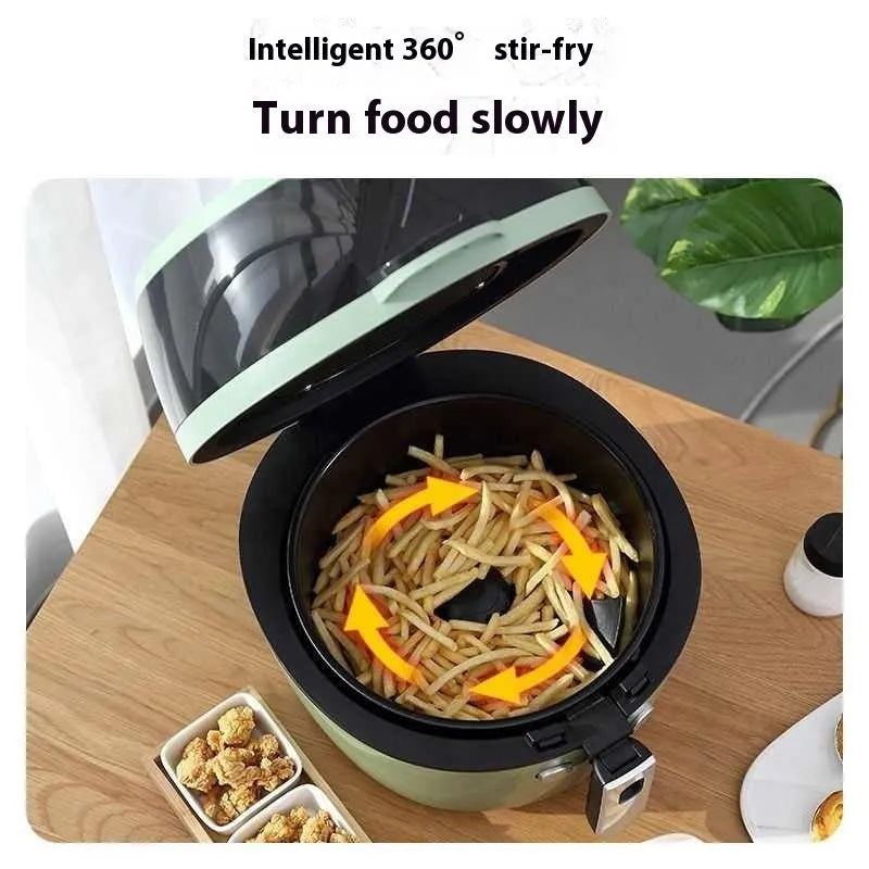 8-litre ceramic air fryer oven with mechanical button controls and visible operation