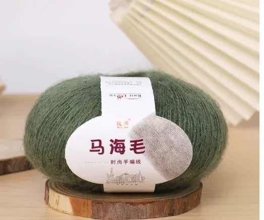 Hand-woven mohair wool ball for DIY scarf knitting projects in multiple colour options