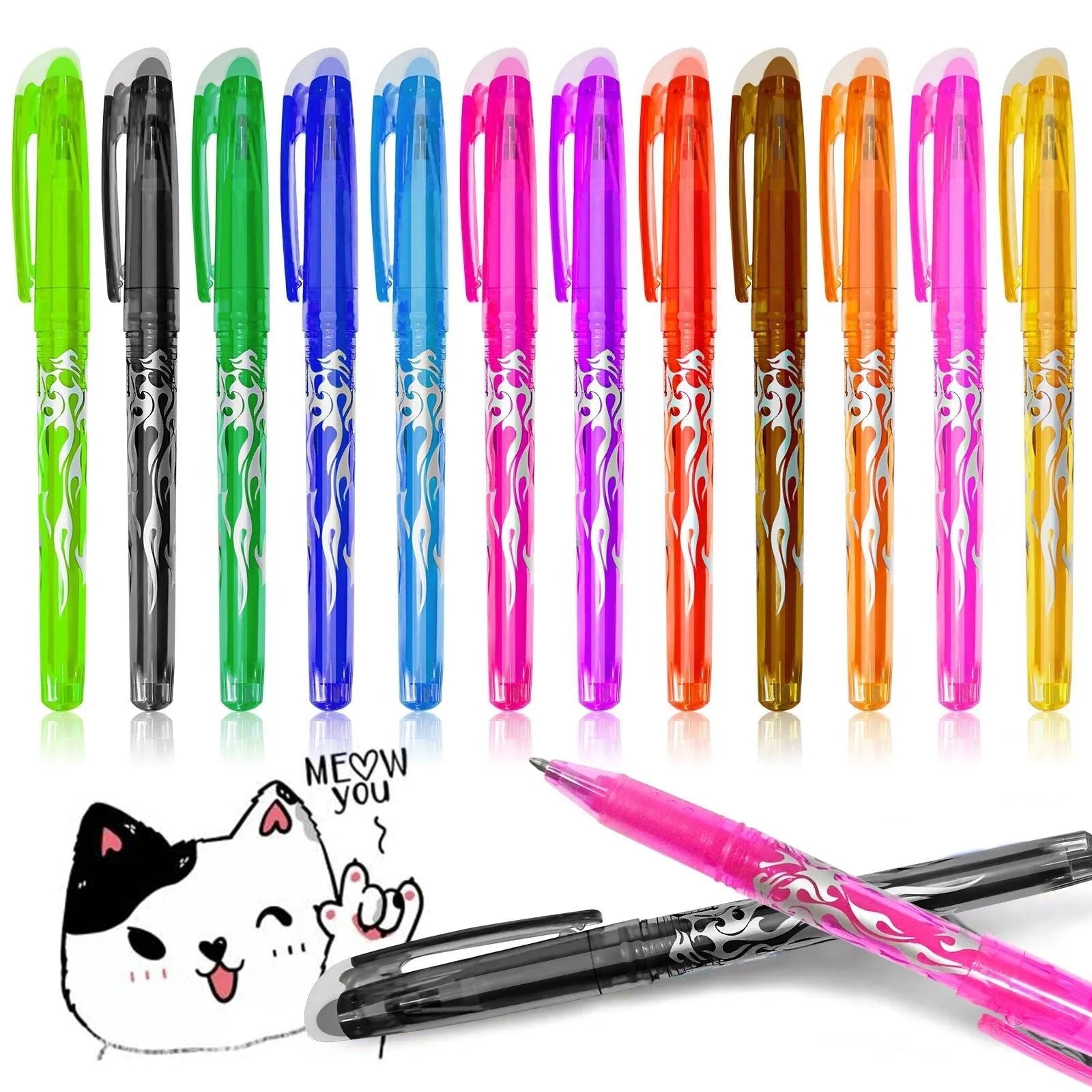 Hot erasable gel pen with plastic shell and stainless steel nib in 0.5mm or 0.7mm tip options