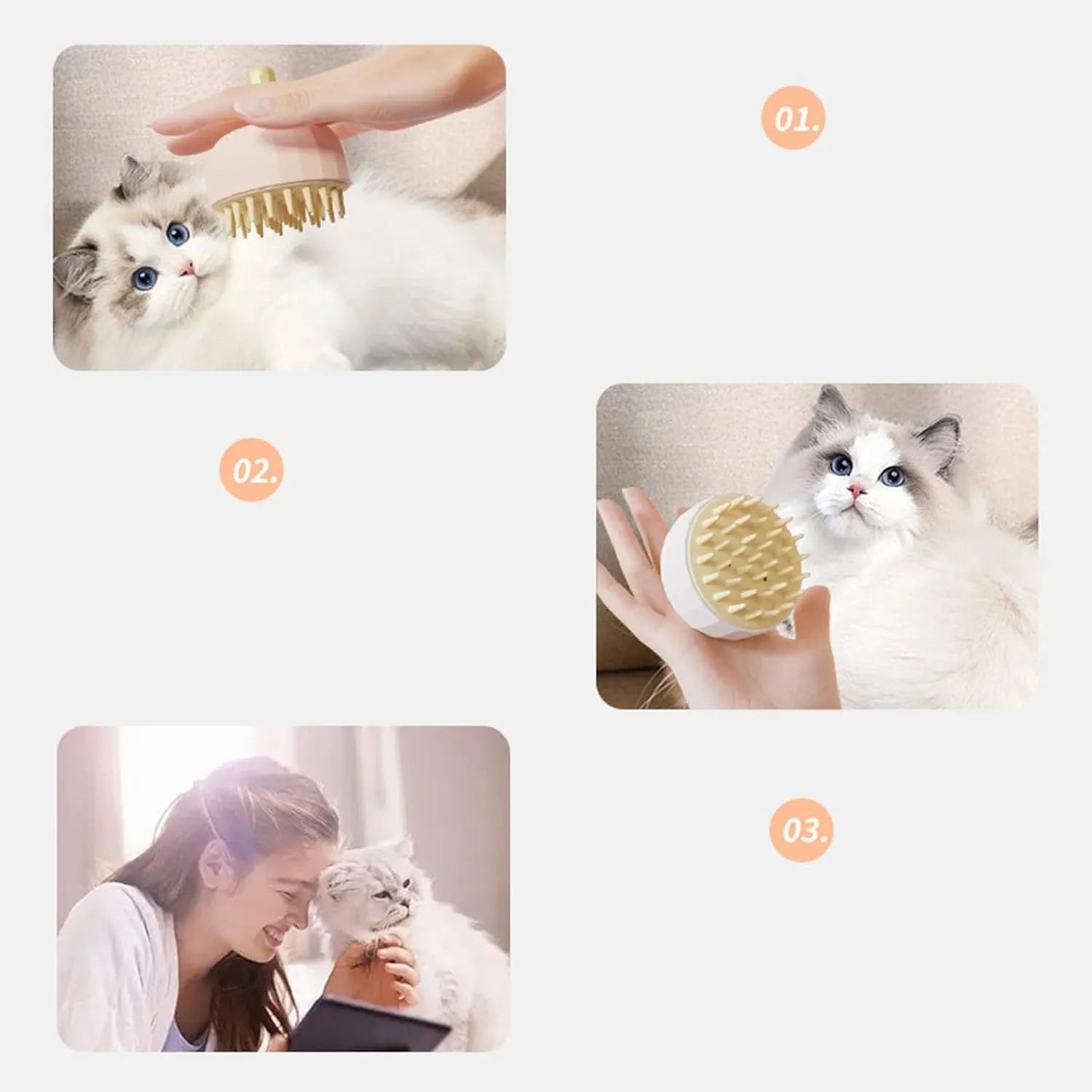 Green double-sided pet bath massage brush with silicone bristles and drain holes.