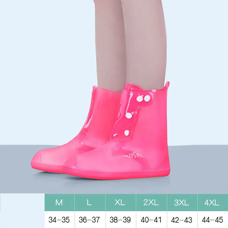 White PVC high top waterproof shoe covers reusable for indoor cleaning and outdoor rainy day protection