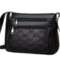 Butterfly black women's crossbody messenger bag with embossing details and horizontal square shape