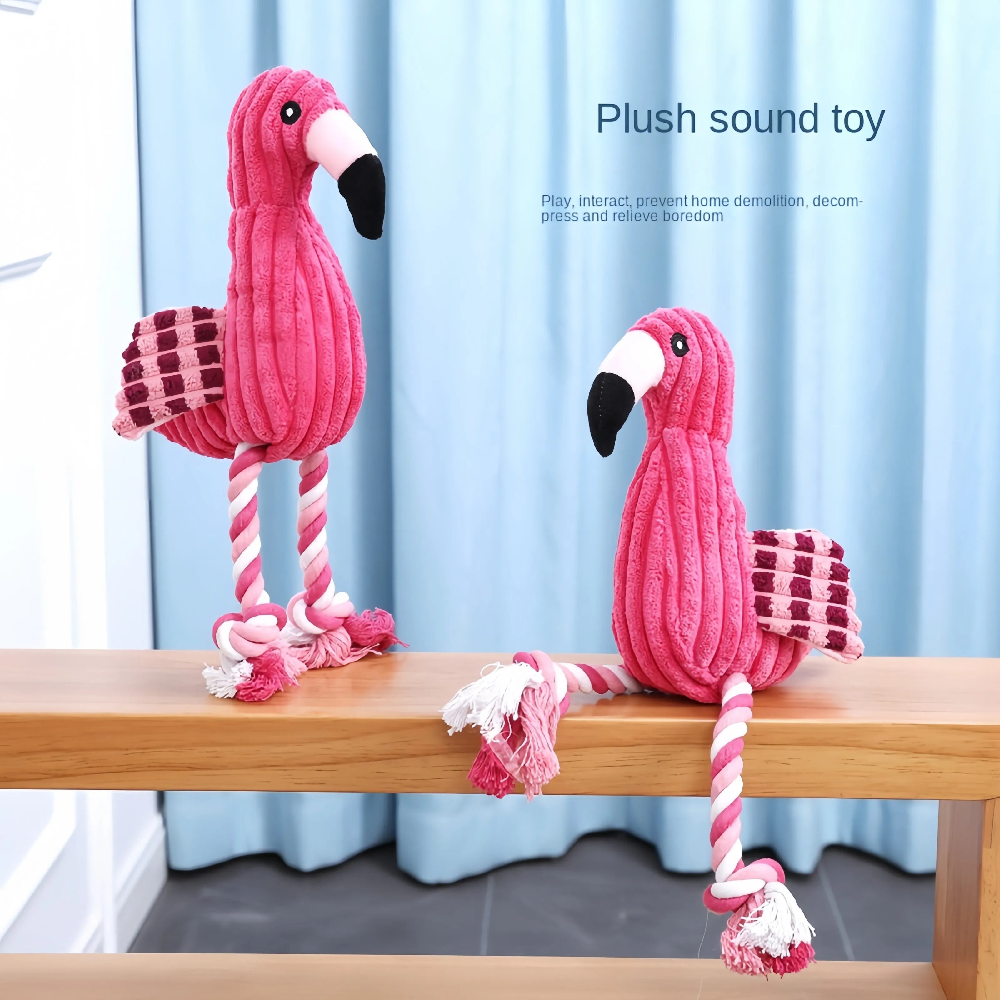Pink animal-shaped corduroy squeaky dog chew toy for pets