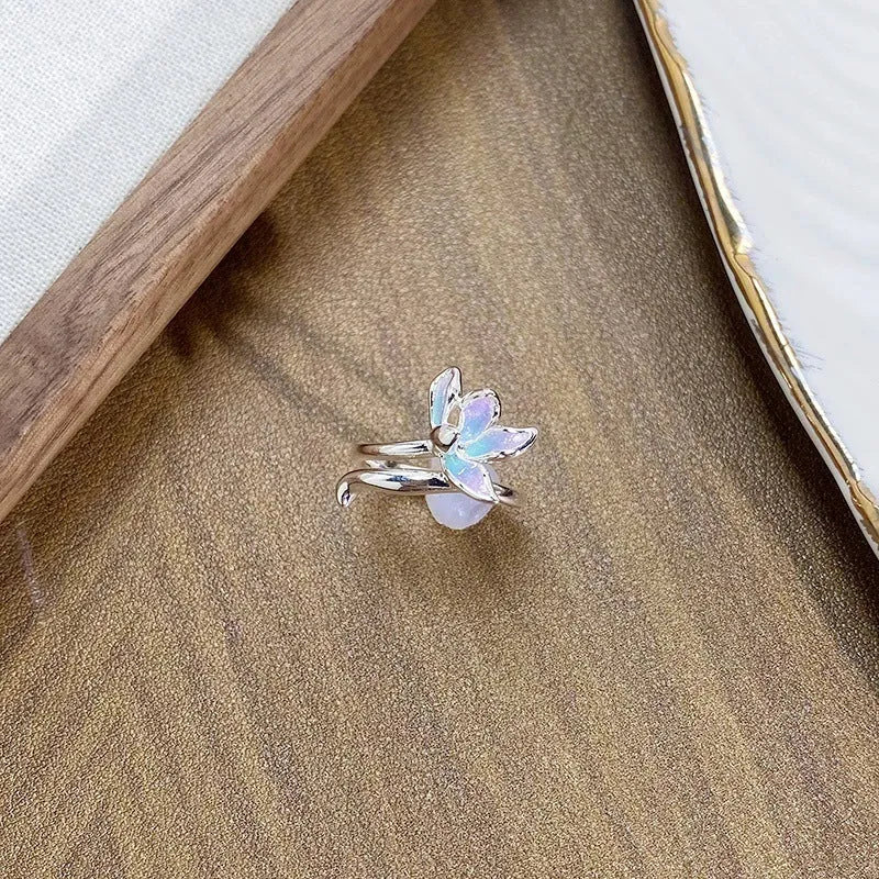 Copper insect ring with adjustable opening in drip oil colour finish