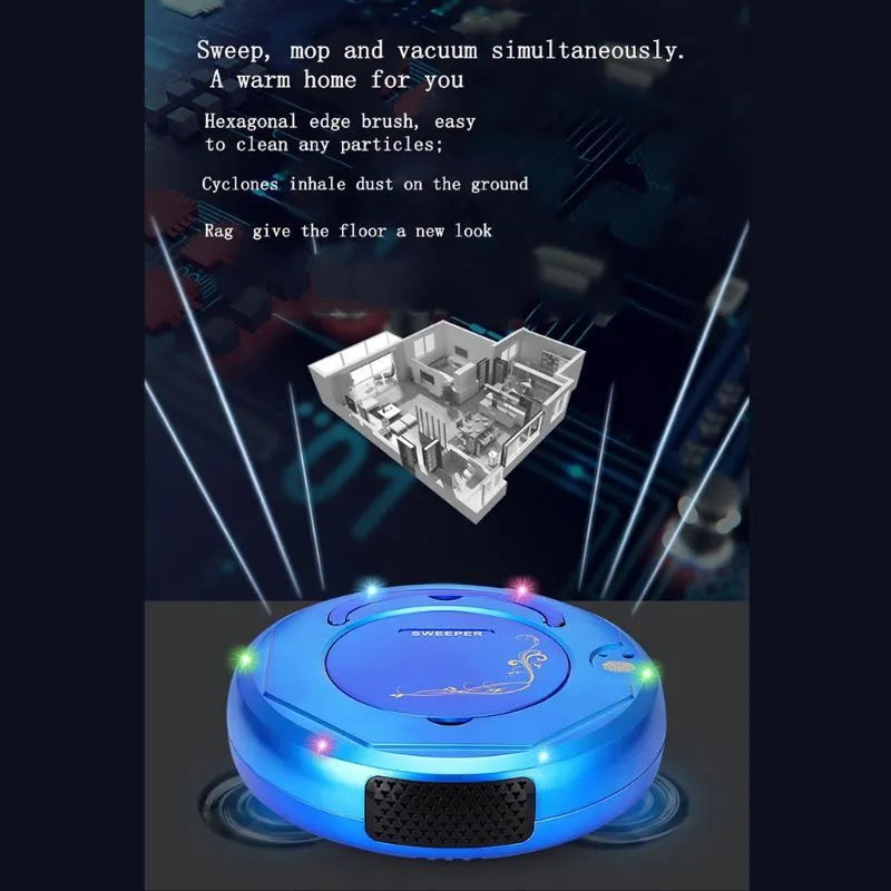 Lazy Smart automatic floor sweeping robot vacuum cleaner in blue, black, or white colour
