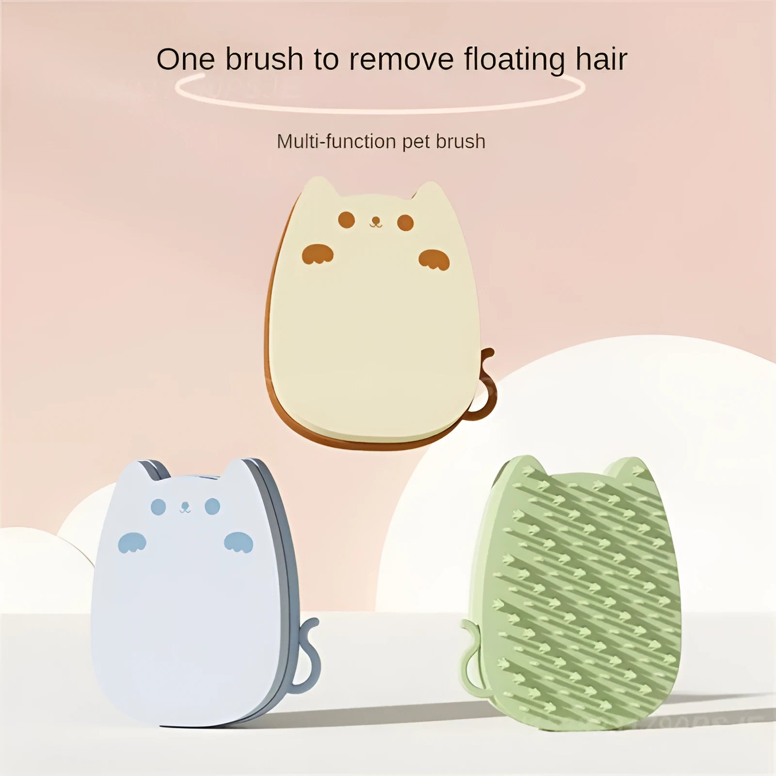 Sponge silicone pet comb brush in blue colour with dual bristle types for grooming cats and dogs