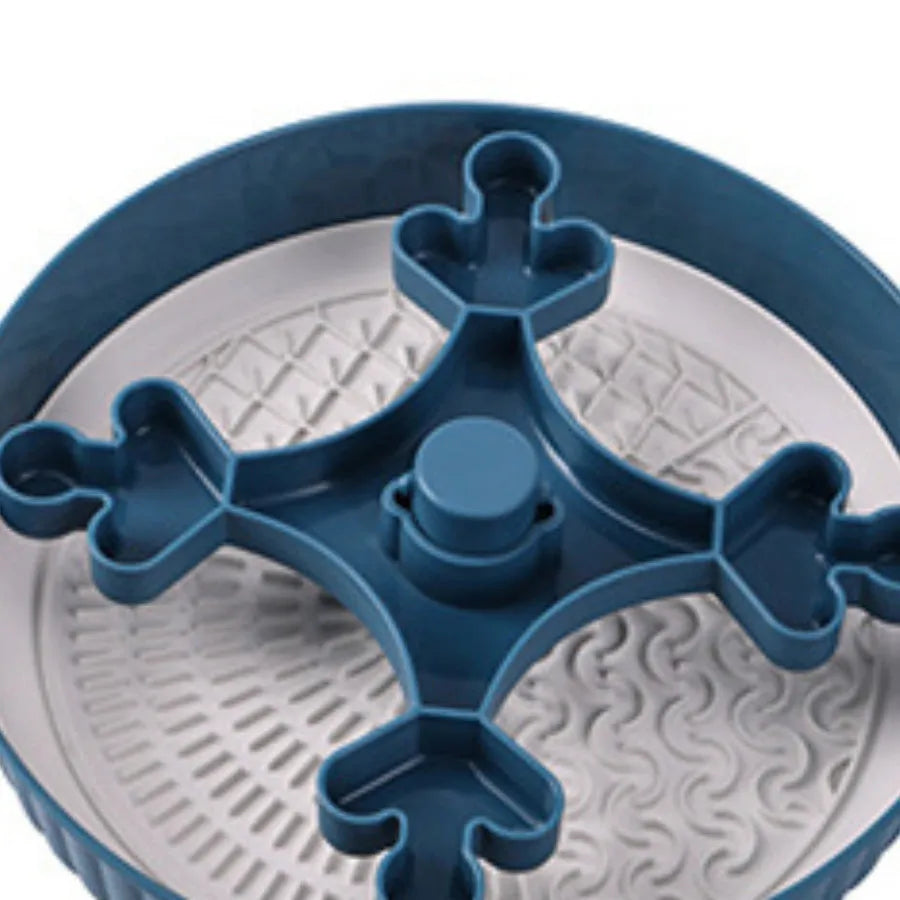 Rotating pet food basin with silica gel anti-choke mat in beige blue gray green or red