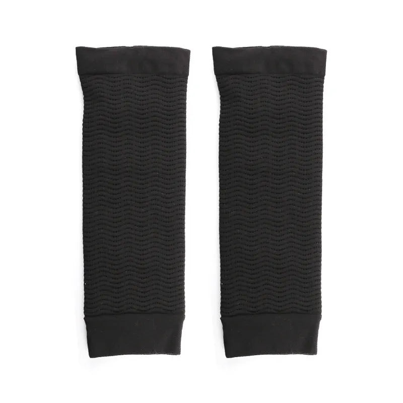 Women's black shaping arm sleeve made from nylon blend fabric for upper arm coverage