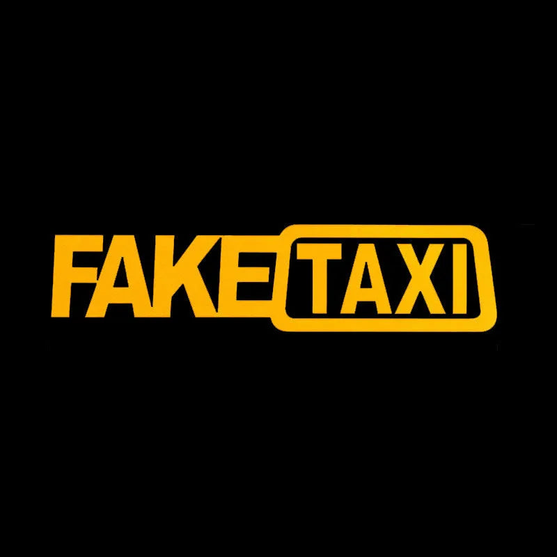 FAKE TAXI waterproof car warning sticker measuring 20cm by 8cm on PET material