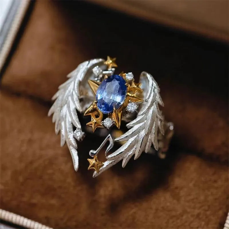 Adjustable geometric alloy ring with open mouth design and US size 8 opening