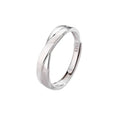 S925 sterling silver Mobius strip interwoven double knot adjustable couple ring on finger showing geometric infinity design