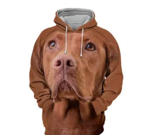 Men's animal dog print polyester hoodie with hood in loose pullover fit for winter