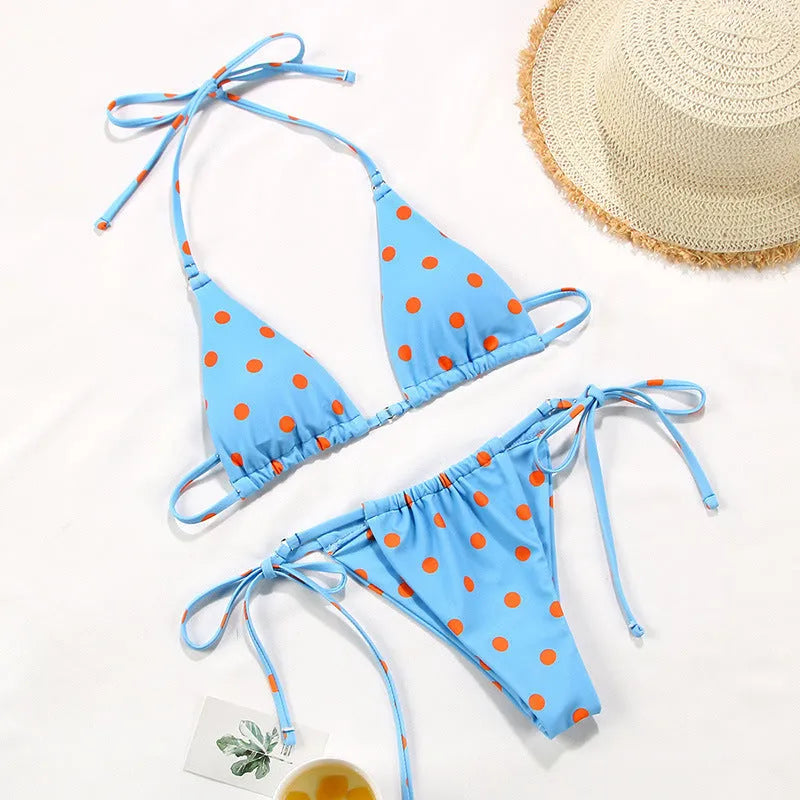 Women's polka dot print bikini swimsuit in multiple colour options
