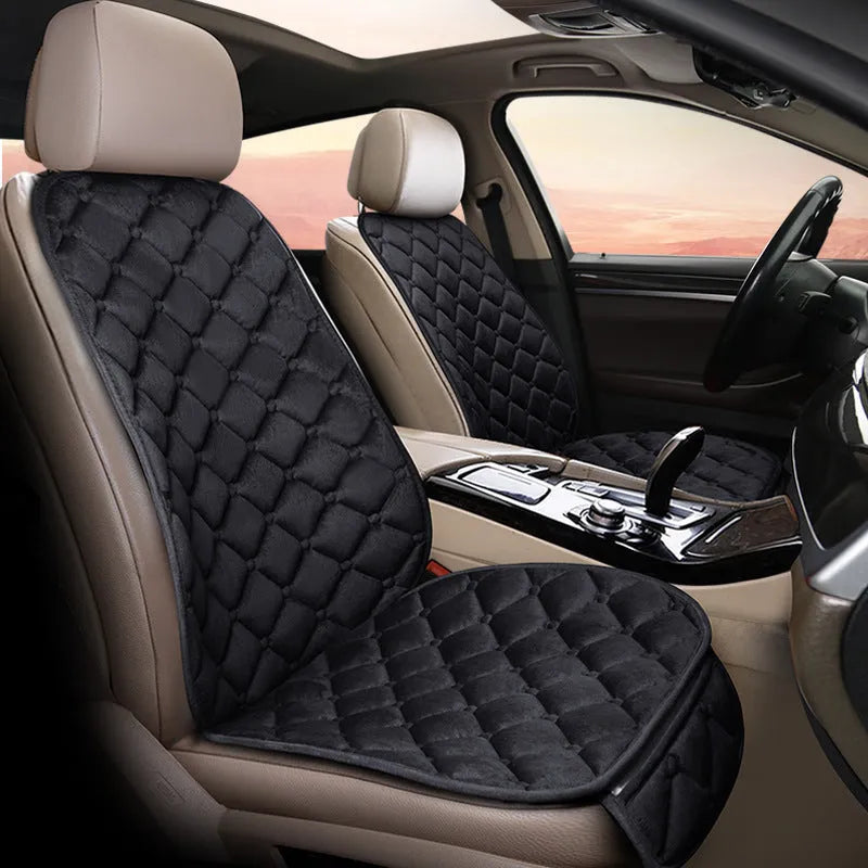 Ringer plush cotton car seat cushion in burgundy colour on a car seat