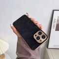 Leather texture TPU phone case for iPhone in black, blue, grey, or grey-green colour options