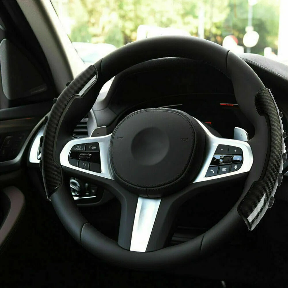 Carbon fibre black fibre steering wheel anti-slip sleeve for 38cm diameter car wheels.