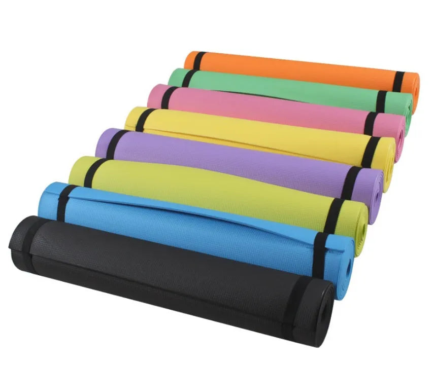 EVA fitness yoga mat in red blue green purple black yellow with anti-skid texture and 4mm 6mm thickness options