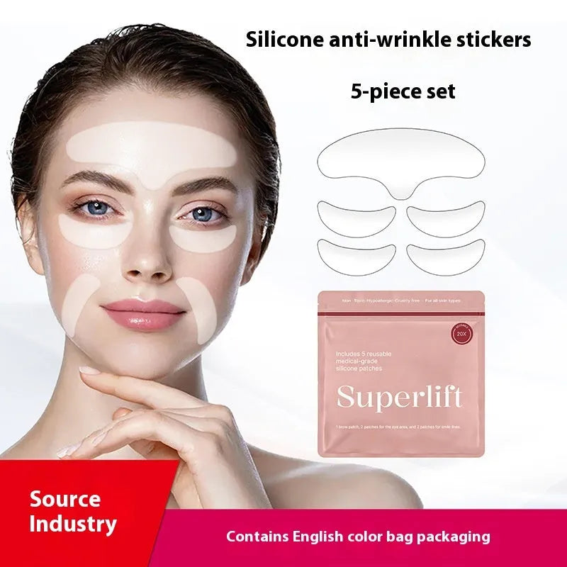 Silicone anti-wrinkle face stickers 5-piece set for facial skincare