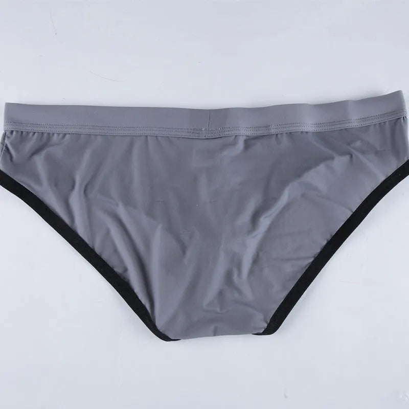 Men's ice silk bazooka briefs in multiple colours showing bullet separation design