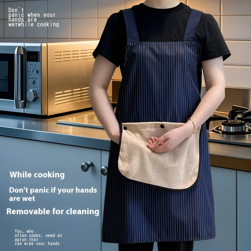Composite waterproof kitchen apron in various colours including black, blue and coffee options