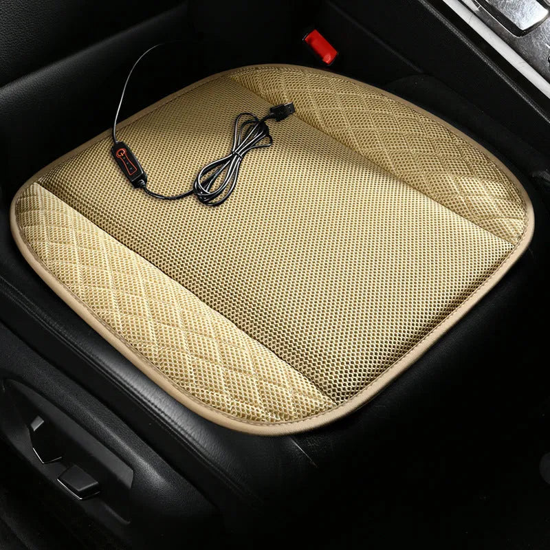 USB ventilated car seat cushion with cooling fans in suede material measuring 48x46cm
