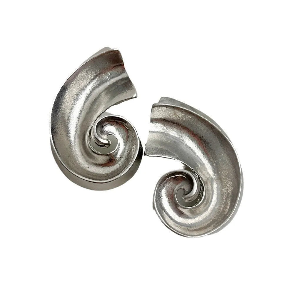 Retro geometric alloy ear studs with 5cm length in gold or silver electroplated finish