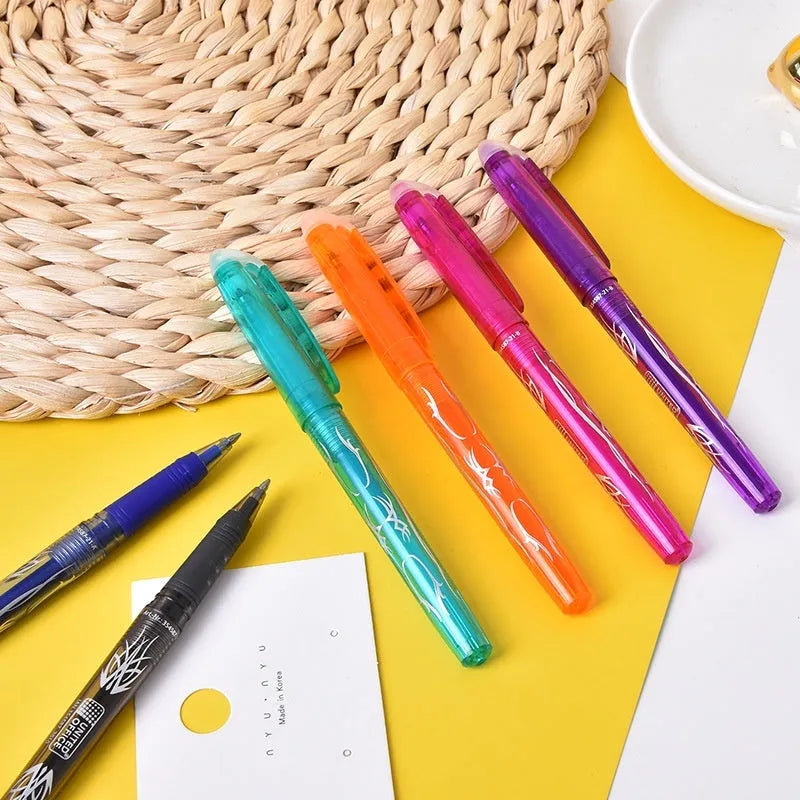 Hot erasable gel pen with plastic shell and stainless steel nib in 0.5mm or 0.7mm tip options