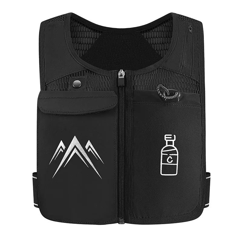 Breathable mesh running vest with phone compartment in classic black or moonlight grey