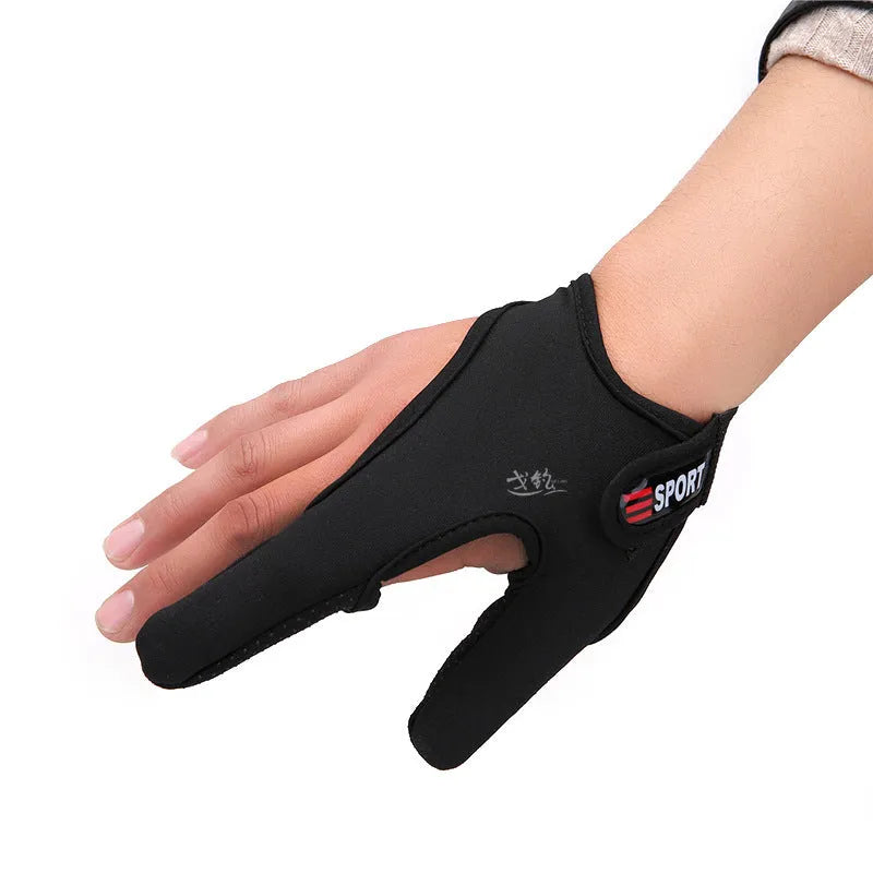 Single two-finger fishing glove with diving cloth back and microfiber palm, shown in a choice of colours.