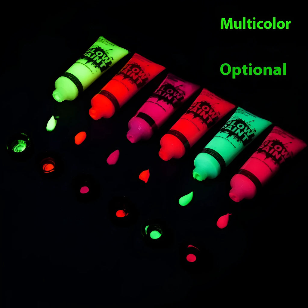 25ml hose tube of neon green face and body paint, labelled as safe and non-toxic gouache