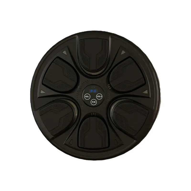 Black leather and PP intelligent music boxing wall target with boxing gloves for home training.