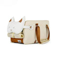 Hard-sided beige pet carrier with one shoulder strap, dimensions 43x25x22.5cm for pets to 15kg