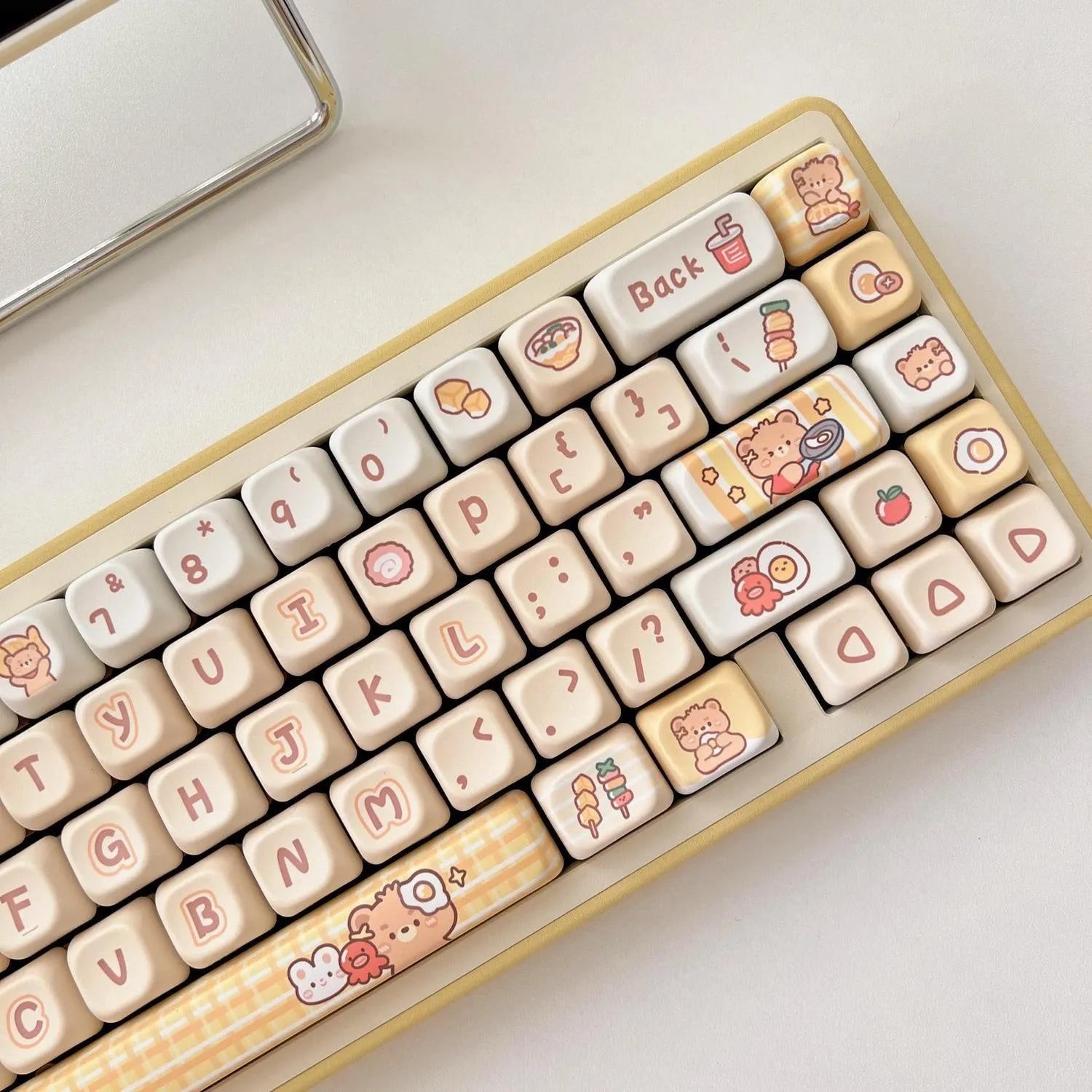 Rabbit Bear Restaurant themed PBT keyboard keycap set with 140 pieces in EOA height profile.