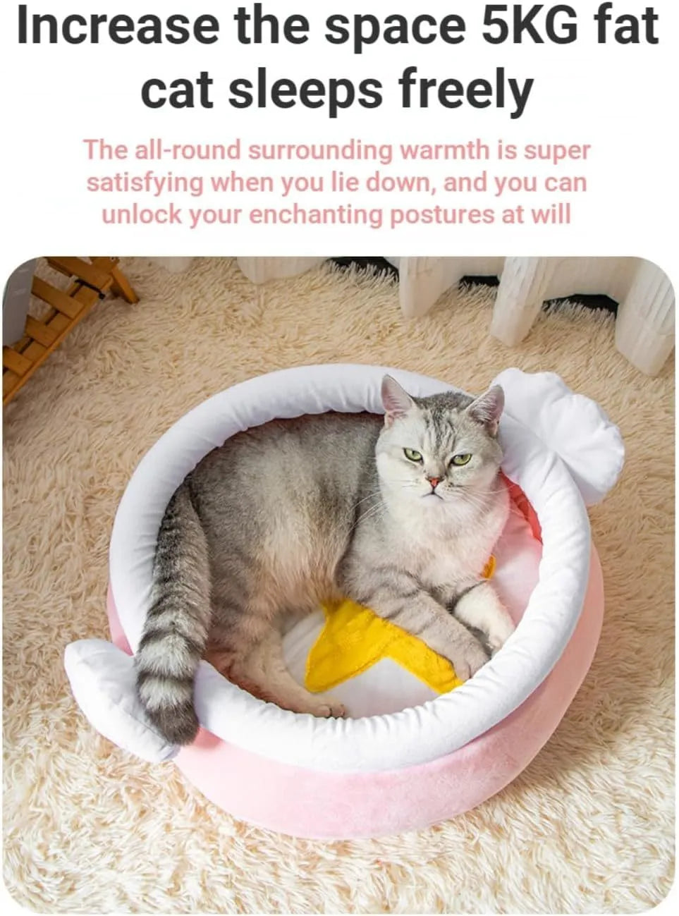 Pink honey pot-shaped cat sofa bed with magic wand decoration and a removable nest pad.