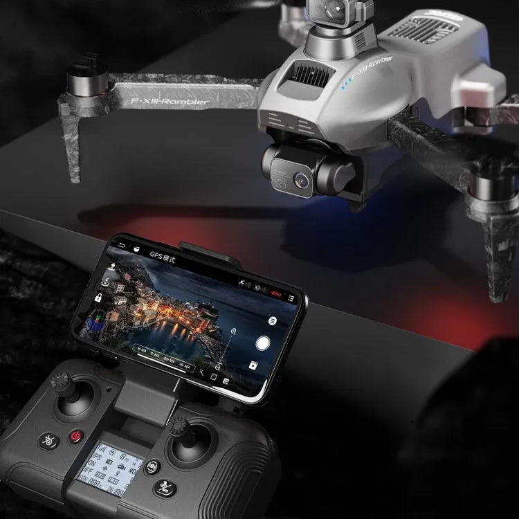 White brushless folding quadcopter drone with obstacle avoidance sensors and 4K camera shown in shoulder bag