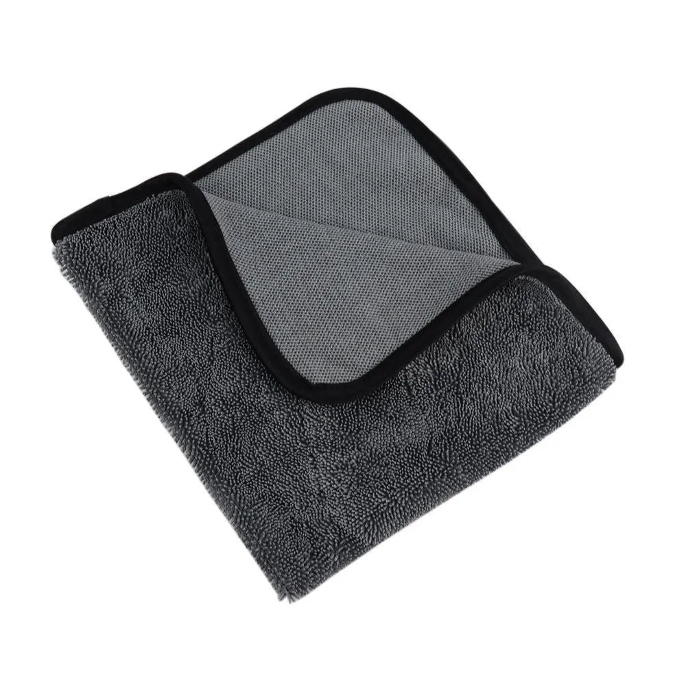 Grey 40x40cm microfiber car wash drying towel shown flat