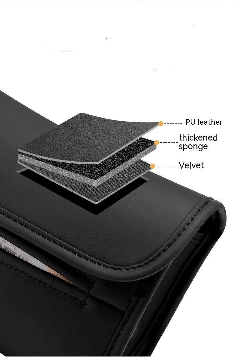 Leather car tissue box with elastic band for mounting on car seat or sun visor