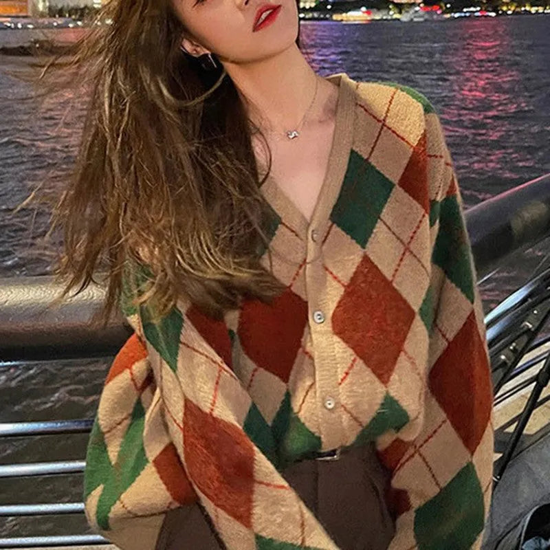 Japanese Korean style acrylic knit casual cardigan in macaron colours with regular sleeves