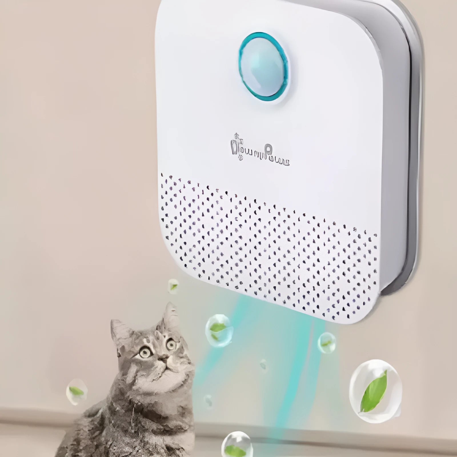 White DownyPaws Smart Cat Odor Purifier with 4000mAh battery for litter box deodorisation