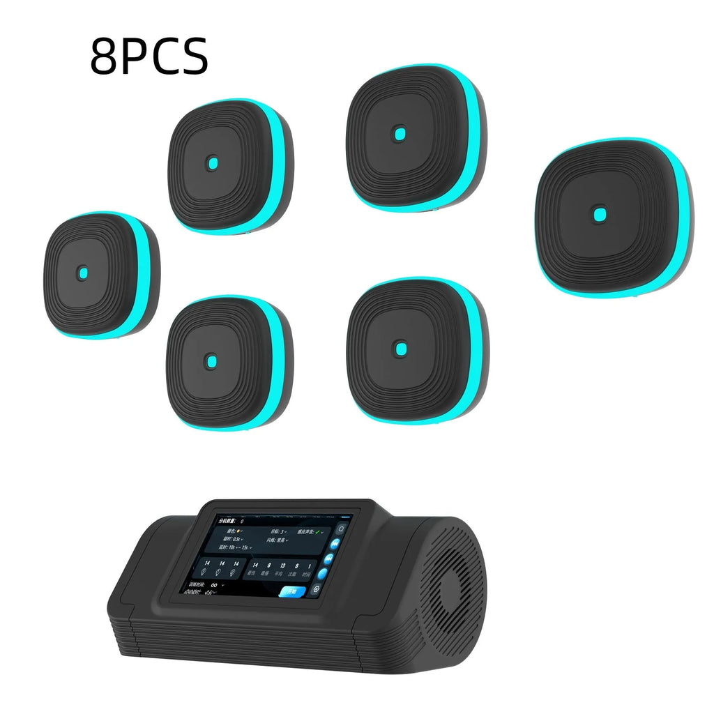 Home Smart Split Bluetooth Music Boxing Target with 6 black PU foam pads and PP panel hanging on a wall