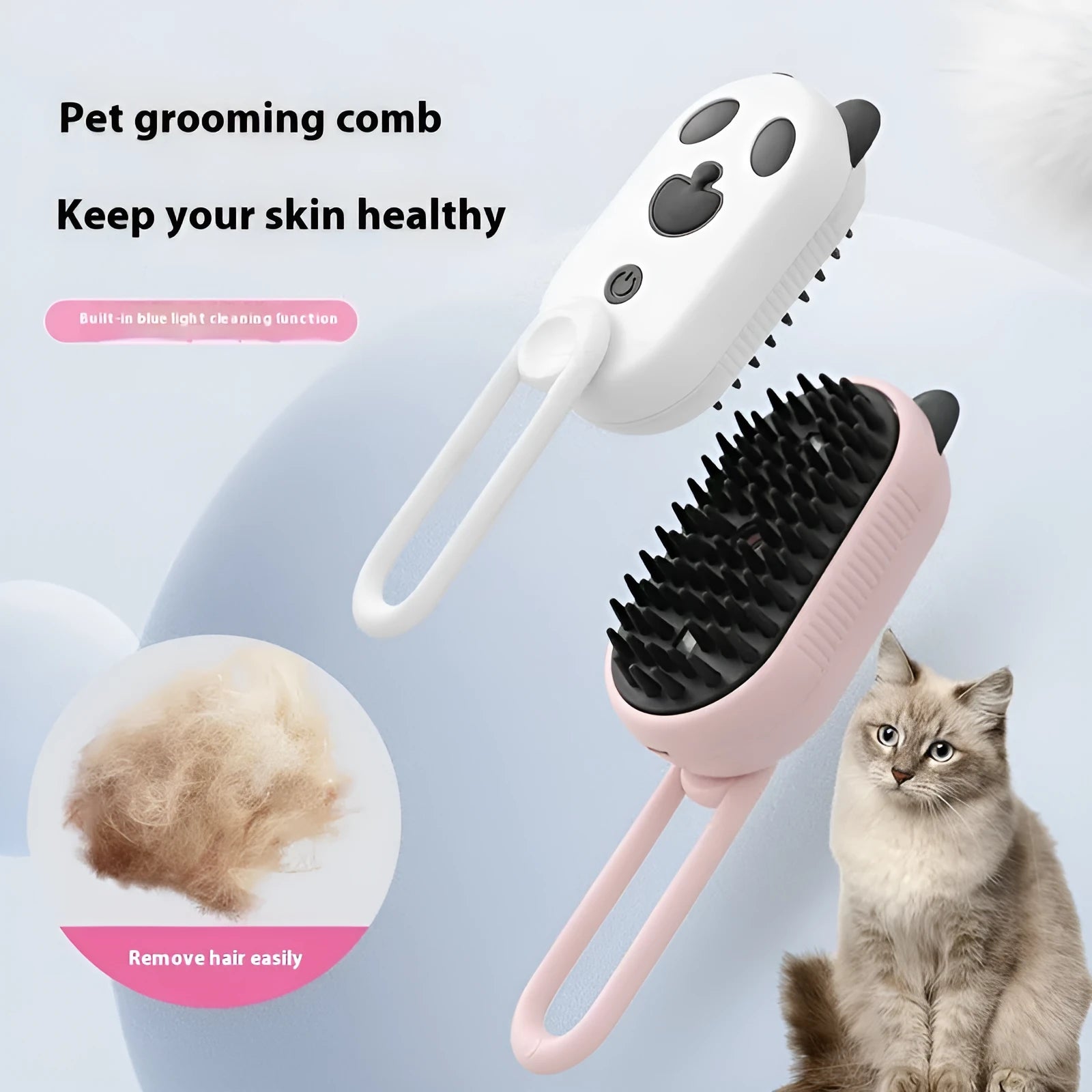 Avocado-themed pet grooming brush with spray function and massage bristles