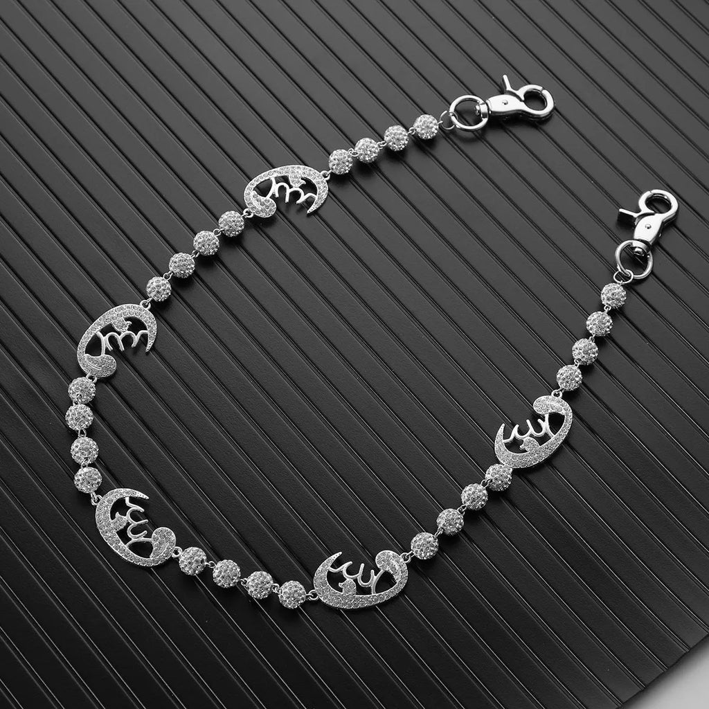 Full rhinestone ball waist chain in white metal mosaic style for women