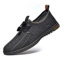Men's mesh casual summer shoes with elastic band closure in black colour option
