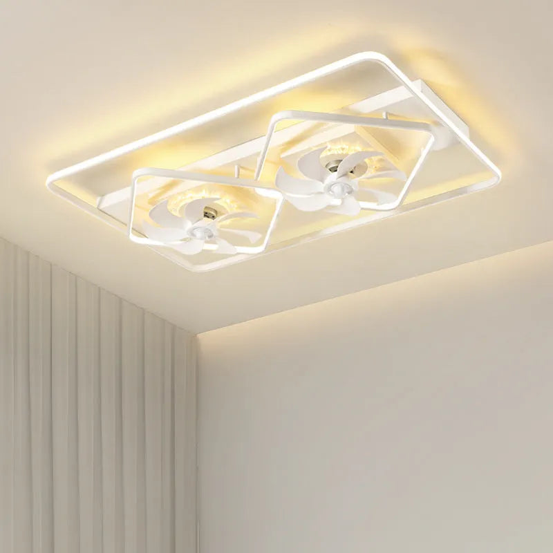 Modern thin-suction ceiling fan with integrated light fitting, 110cm diameter with acrylic shade
