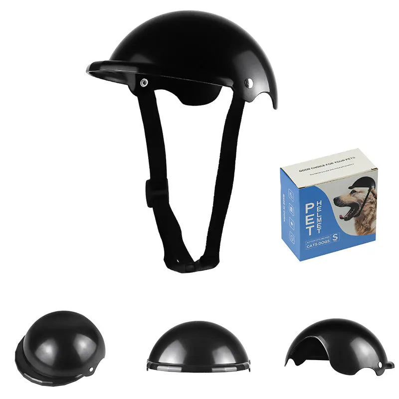Small S size plastic pet helmet for dogs and cats in pink, black, yellow, or green colours