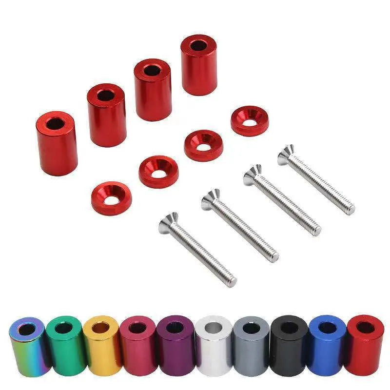 Aluminium machine cover shim pack with screws, nuts and washers for 6mm and 8mm automotive apertures
